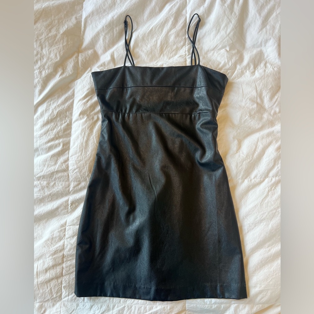 Indigo child Faux Leather Babydoll Dress Small